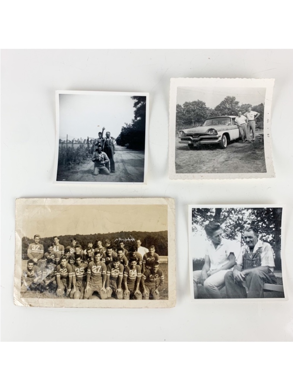 Antique Vintage Photos Men Overalls Workwear 1920s Snapshot Black White Football